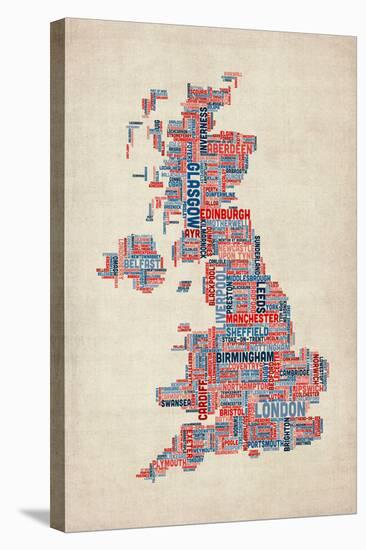 Great Britain UK City Text Map-Michael Tompsett-Stretched Canvas