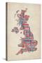 Great Britain UK City Text Map-Michael Tompsett-Stretched Canvas