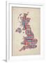 Great Britain UK City Text Map-Michael Tompsett-Framed Art Print