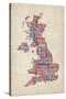 Great Britain UK City Text Map-Michael Tompsett-Stretched Canvas