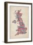 Great Britain UK City Text Map-Michael Tompsett-Framed Art Print