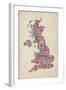 Great Britain UK City Text Map-Michael Tompsett-Framed Art Print