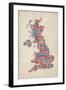 Great Britain UK City Text Map-Michael Tompsett-Framed Art Print