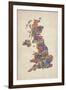 Great Britain UK City Text Map-Michael Tompsett-Framed Art Print