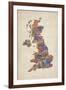 Great Britain UK City Text Map-Michael Tompsett-Framed Art Print