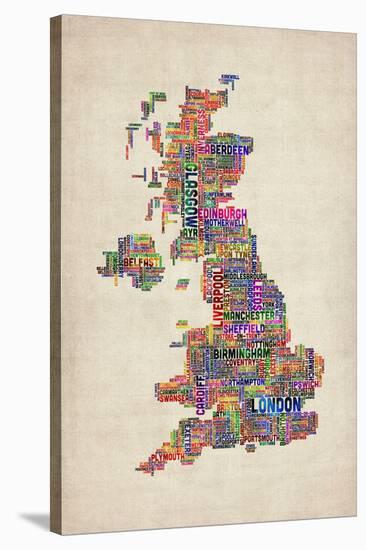 Great Britain UK City Text Map-Michael Tompsett-Stretched Canvas