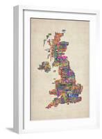 Great Britain UK City Text Map-Michael Tompsett-Framed Art Print