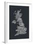 Great Britain UK City Text Map-Michael Tompsett-Framed Art Print