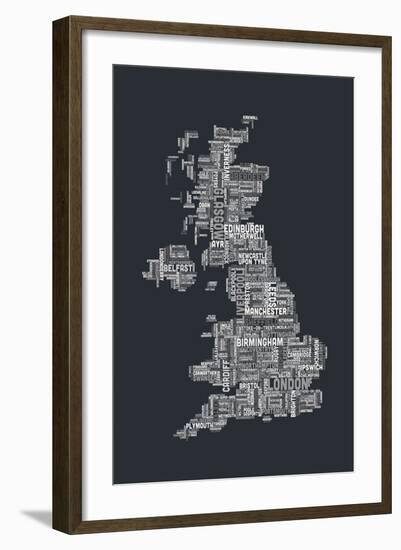 Great Britain UK City Text Map-Michael Tompsett-Framed Art Print