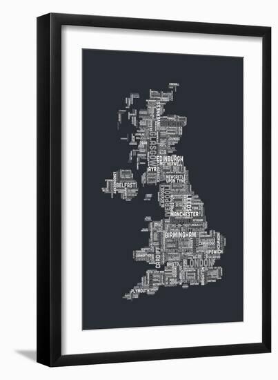 Great Britain UK City Text Map-Michael Tompsett-Framed Art Print