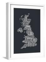 Great Britain UK City Text Map-Michael Tompsett-Framed Art Print