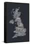 Great Britain UK City Text Map-Michael Tompsett-Framed Stretched Canvas