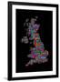 Great Britain UK City Text Map-Michael Tompsett-Framed Art Print