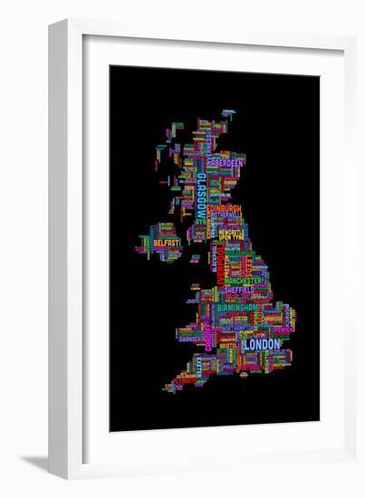 Great Britain UK City Text Map-Michael Tompsett-Framed Art Print