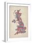 Great Britain UK City Text Map-Michael Tompsett-Framed Art Print