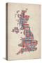 Great Britain UK City Text Map-Michael Tompsett-Stretched Canvas