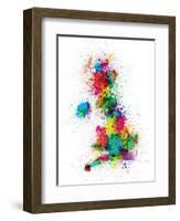 Great Britain UK Map Paint Splashes-Michael Tompsett-Framed Art Print