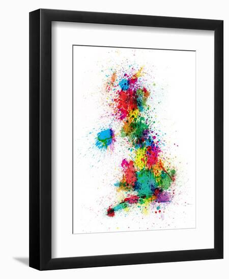 Great Britain UK Map Paint Splashes-Michael Tompsett-Framed Art Print