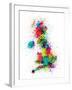 Great Britain UK Map Paint Splashes-Michael Tompsett-Framed Art Print