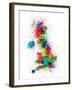 Great Britain UK Map Paint Splashes-Michael Tompsett-Framed Art Print