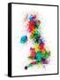 Great Britain UK Map Paint Splashes-Michael Tompsett-Framed Stretched Canvas