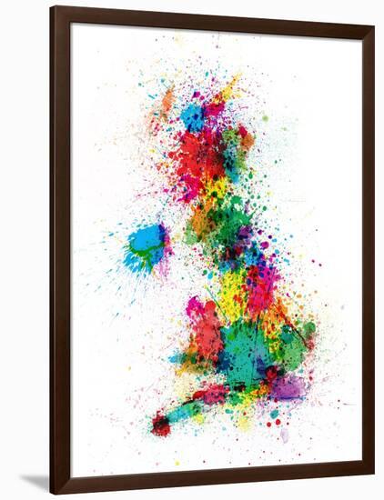 Great Britain UK Map Paint Splashes-Michael Tompsett-Framed Art Print