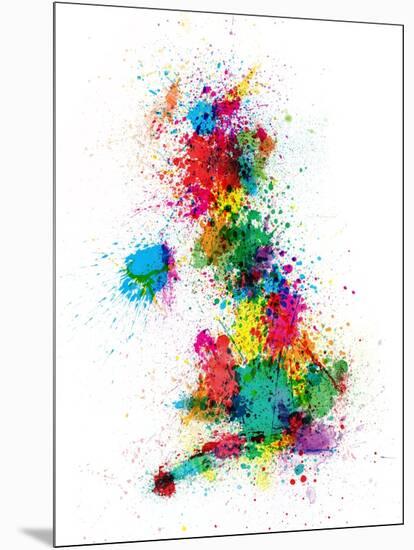 Great Britain UK Map Paint Splashes-Michael Tompsett-Mounted Art Print