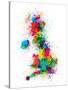 Great Britain UK Map Paint Splashes-Michael Tompsett-Stretched Canvas