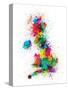 Great Britain UK Map Paint Splashes-Michael Tompsett-Stretched Canvas