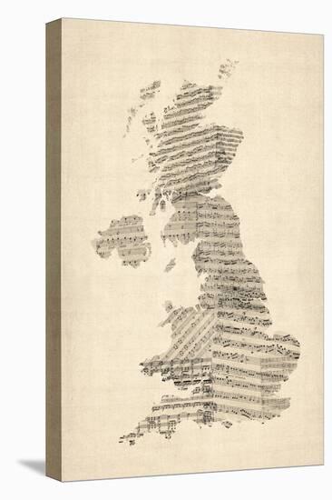 Great Britain UK Old Sheet Music Map-Michael Tompsett-Stretched Canvas