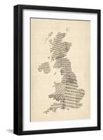 Great Britain UK Old Sheet Music Map-Michael Tompsett-Framed Art Print