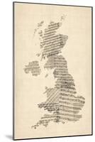 Great Britain UK Old Sheet Music Map-Michael Tompsett-Mounted Art Print