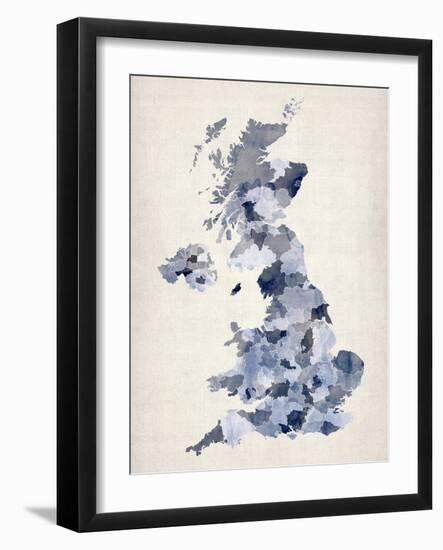 Great Britain UK Watercolor Map-Michael Tompsett-Framed Art Print