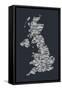 Great Britain United Kingdom City Text Map-Michael Tompsett-Framed Stretched Canvas