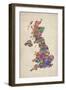 Great Britain United Kingdom City Text Map-Michael Tompsett-Framed Art Print