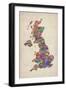 Great Britain United Kingdom City Text Map-Michael Tompsett-Framed Art Print