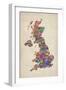 Great Britain United Kingdom City Text Map-Michael Tompsett-Framed Art Print