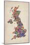 Great Britain United Kingdom City Text Map-Michael Tompsett-Mounted Art Print