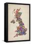 Great Britain United Kingdom City Text Map-Michael Tompsett-Framed Stretched Canvas