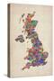 Great Britain United Kingdom City Text Map-Michael Tompsett-Stretched Canvas