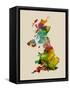 Great Britain Watercolor Map-Michael Tompsett-Framed Stretched Canvas