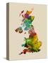 Great Britain Watercolor Map-Michael Tompsett-Stretched Canvas