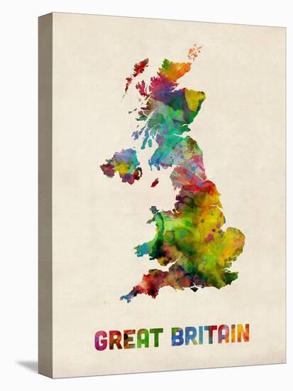 Great Britain Watercolor Map-Michael Tompsett-Stretched Canvas