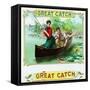 Great Catch Brand Cigar Box Label, Fishing-Lantern Press-Framed Stretched Canvas