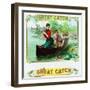 Great Catch Brand Cigar Box Label, Fishing-Lantern Press-Framed Art Print