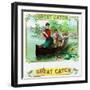 Great Catch Brand Cigar Box Label, Fishing-Lantern Press-Framed Art Print