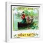 Great Catch Brand Cigar Box Label, Fishing-Lantern Press-Framed Art Print