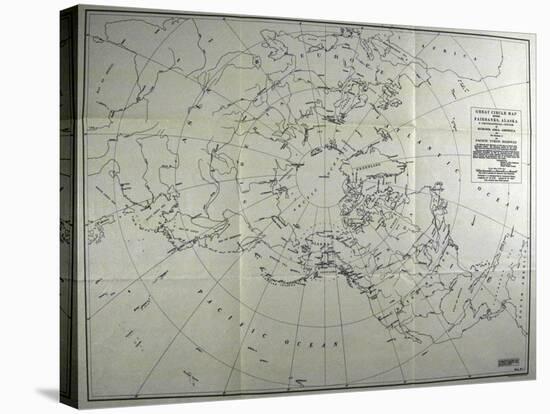 Great Circle Map Showing Fairbanks, Alaska, 1930-null-Stretched Canvas