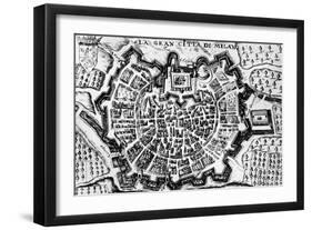 Great City of Milan, of Map of Milan, Italy, 17th Century-null-Framed Giclee Print