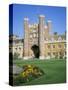 Great Court and Great Gate, Trinity College, Cambridge, Cambridgeshire, England-David Hunter-Stretched Canvas